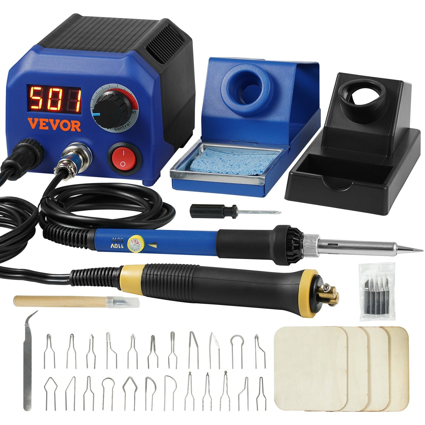 Wood Burning Kit 250~700°C Double Pyrography Pen 23 Wire Tips 5 Fixed Points