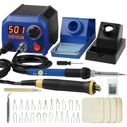 Wood Burning Kit 250~700°C Double Pyrography Pen 23 Wire Tips 5 Fixed Points