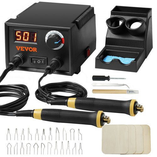 Wood Burning Kit 200~700°C Adjustable Dual Pyrography Pen 23 Wire Tips | EU