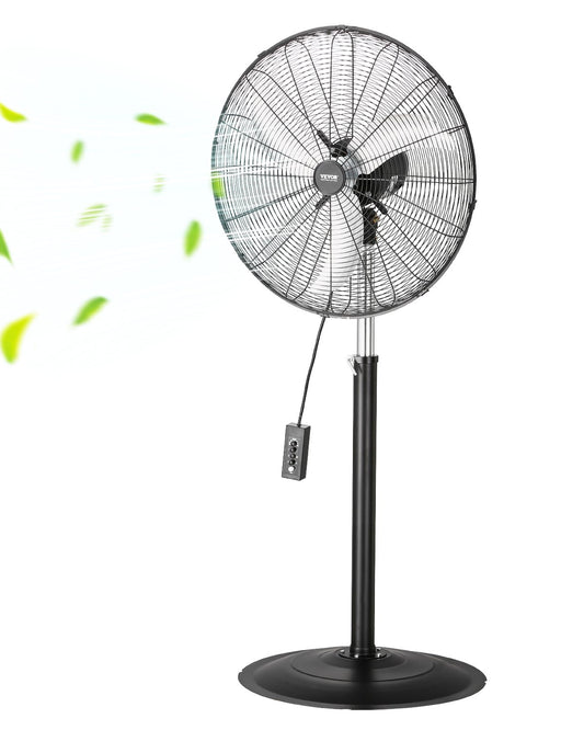 24" industriell piedestalfläkt 3-hastighets oscillerande fläkt höjdjusterbar