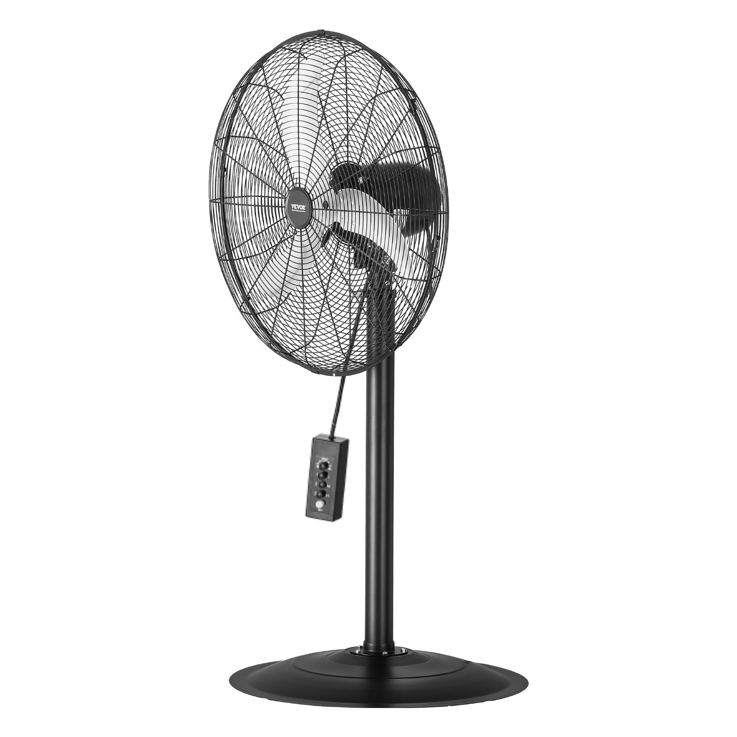 24" industriell piedestalfläkt 3-hastighets oscillerande fläkt höjdjusterbar