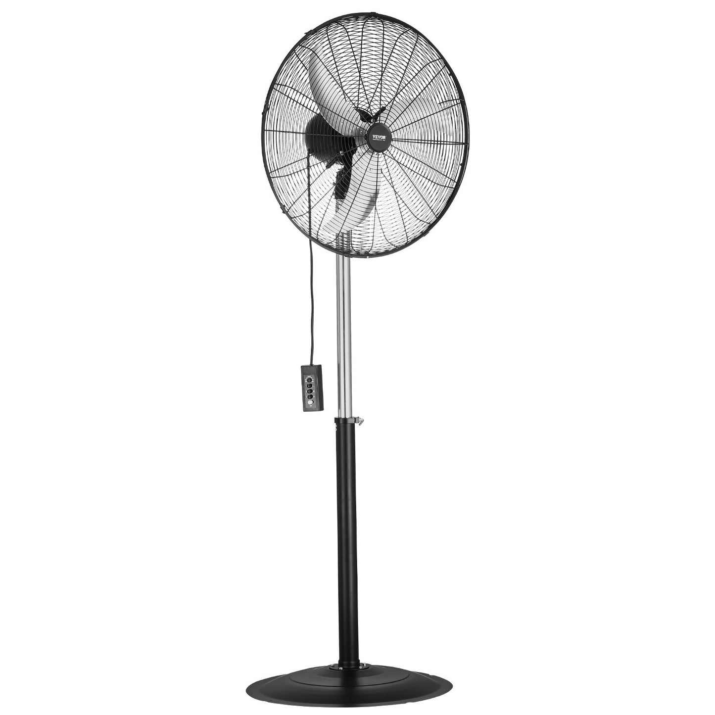 24" industriell piedestalfläkt 3-hastighets oscillerande fläkt höjdjusterbar