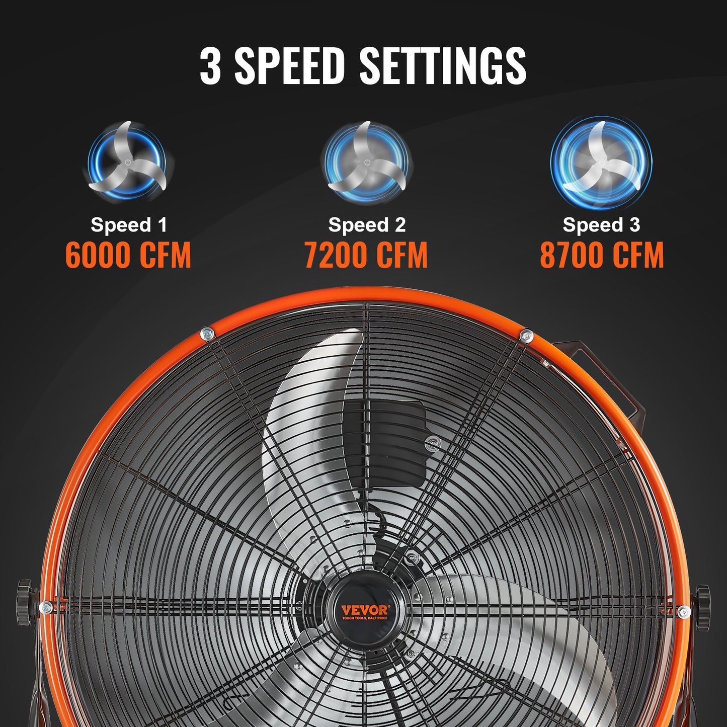 Drum Fan 24 Inch High Speed Industrial Use 3 Speed Timer for Warehouse