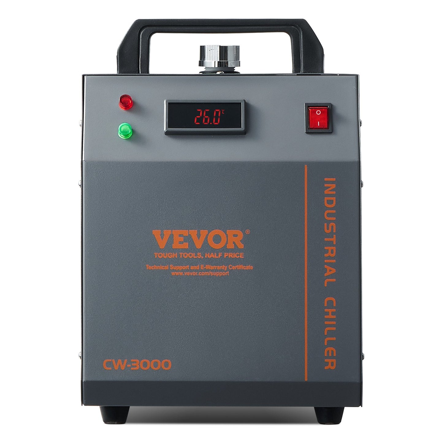 Industrieller Wasserkühler CW-3000, luftgekühltes industrielles Wasserkühler-Kühlsystem mit 12 l Wassertankkapazität, 12 l/min max. Durchflussrate, für Lasergravurmaschinen-Kühlmaschinen-Laserröhre