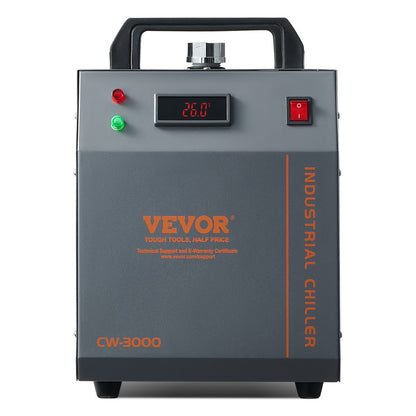 Industrieller Wasserkühler CW-3000, luftgekühltes industrielles Wasserkühler-Kühlsystem mit 12 l Wassertankkapazität, 12 l/min max. Durchflussrate, für Lasergravurmaschinen-Kühlmaschinen-Laserröhre