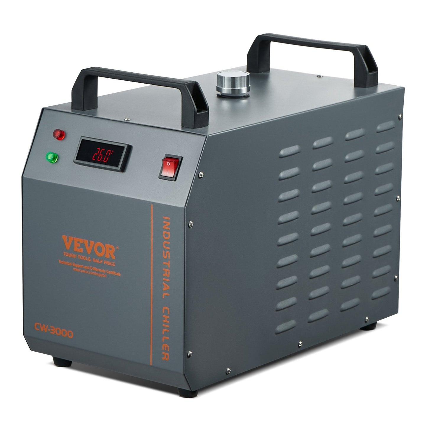 Industrieller Wasserkühler CW-3000, luftgekühltes industrielles Wasserkühler-Kühlsystem mit 12 l Wassertankkapazität, 12 l/min max. Durchflussrate, für Lasergravurmaschinen-Kühlmaschinen-Laserröhre