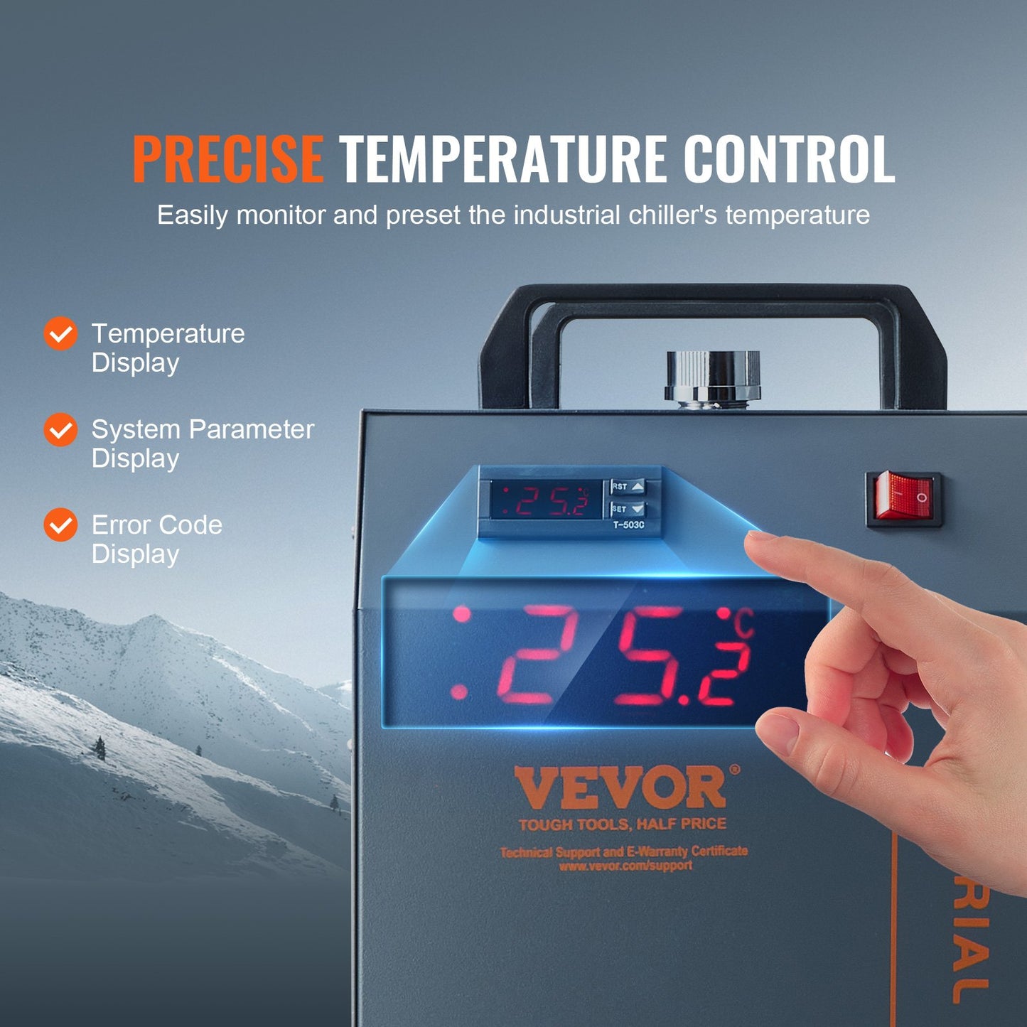 Industriell vattenkylare, CW-5202, vattenkylare kylsystem med inbyggd kompressor, 7L vattentankkapacitet, 18L/min Max. Flödeshastighet, för kylmaskin för CO2-lasergraveringsmaskin