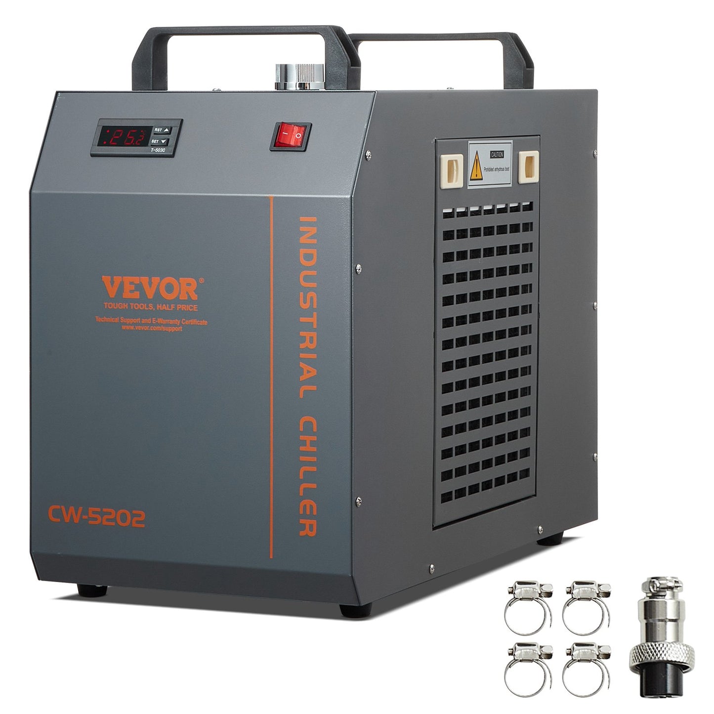 Industriell vattenkylare, CW-5202, vattenkylare kylsystem med inbyggd kompressor, 7L vattentankkapacitet, 18L/min Max. Flödeshastighet, för kylmaskin för CO2-lasergraveringsmaskin