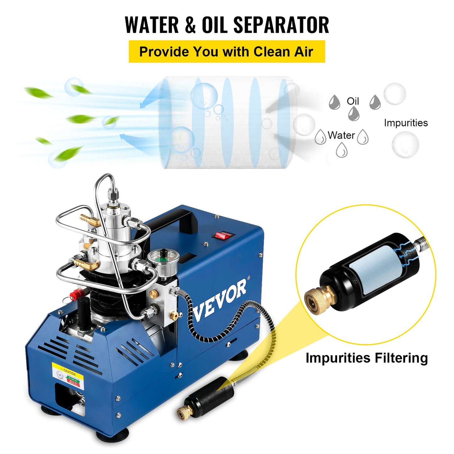 High Pressure Compressor, 4500PSI/30MPA/300BAR High Pressure Air Compressor, 1800W 220V Automatic Stop Air Rifle Compressor Suitable for Paintball Air Rifle, PCP Rifle, Air Pistol, Diving Cylinder