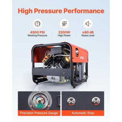 PCP Air Compressor 4500PSI/30MPa Double Cylinder Diving Cylinder Air Compressors