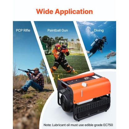 PCP Air Compressor 4500PSI/30MPa Double Cylinder Diving Cylinder Air Compressors