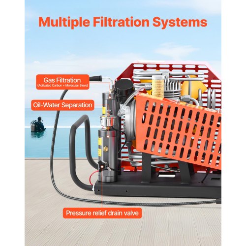 PCP luftkompressor 4500PSI/30Mpa fyrcylindrig dykflaskluftkompressor |  EU