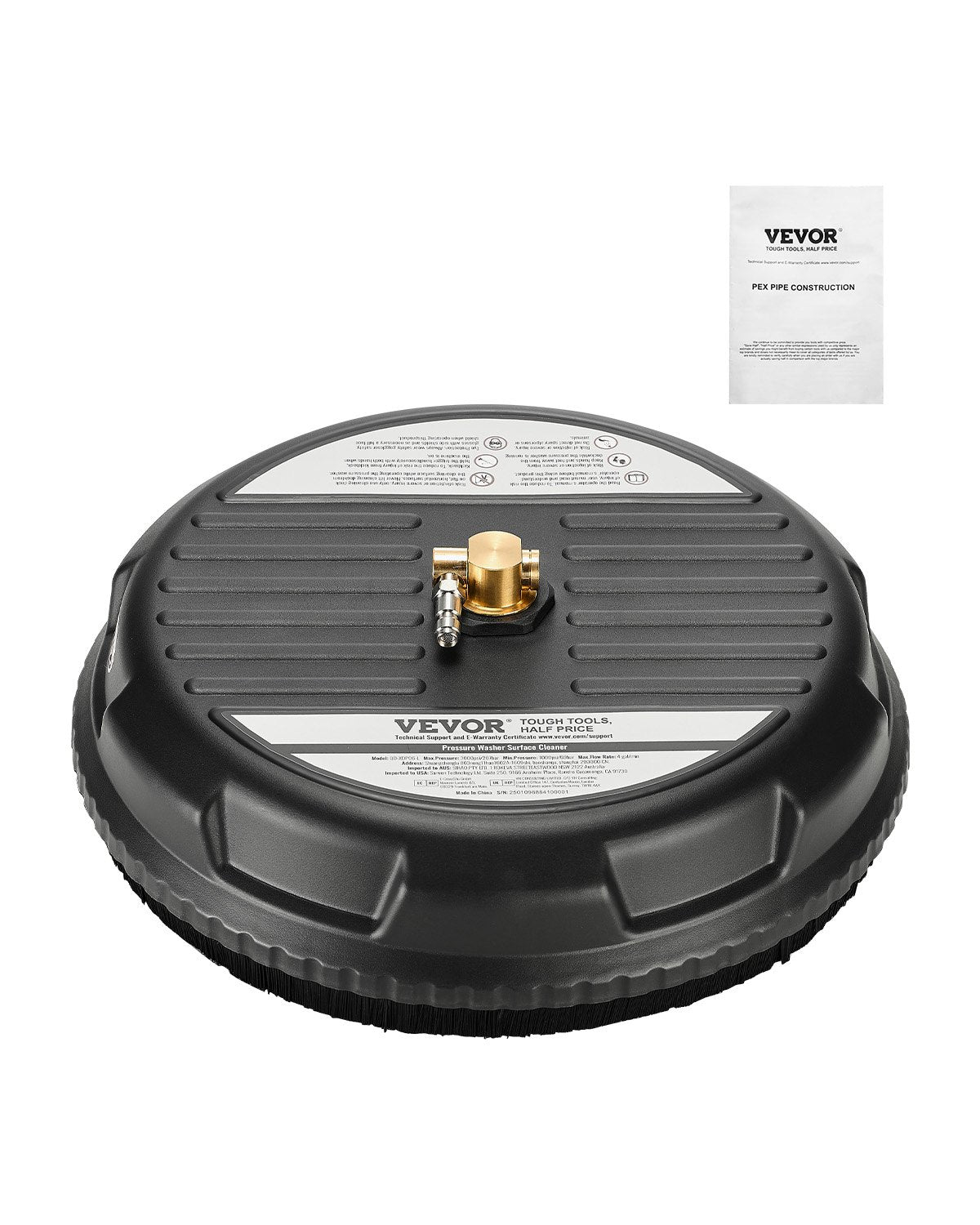 15" High Pressure Washer Surface Cleaning 4 Wheels 3000 Max PSI Plastic Black