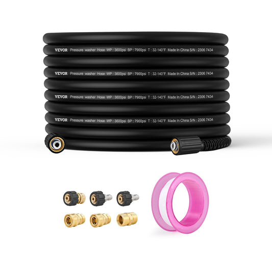 Högtryckstvättslang, 30,5 m, 6,35 mm böjfri M22-14 mm ersättning av mässingsgängor för de flesta märken högtryckstvättar, 19 mm böjningsradie, 4200 PSI Heavy Duty Power Washer-förlängningsslang.