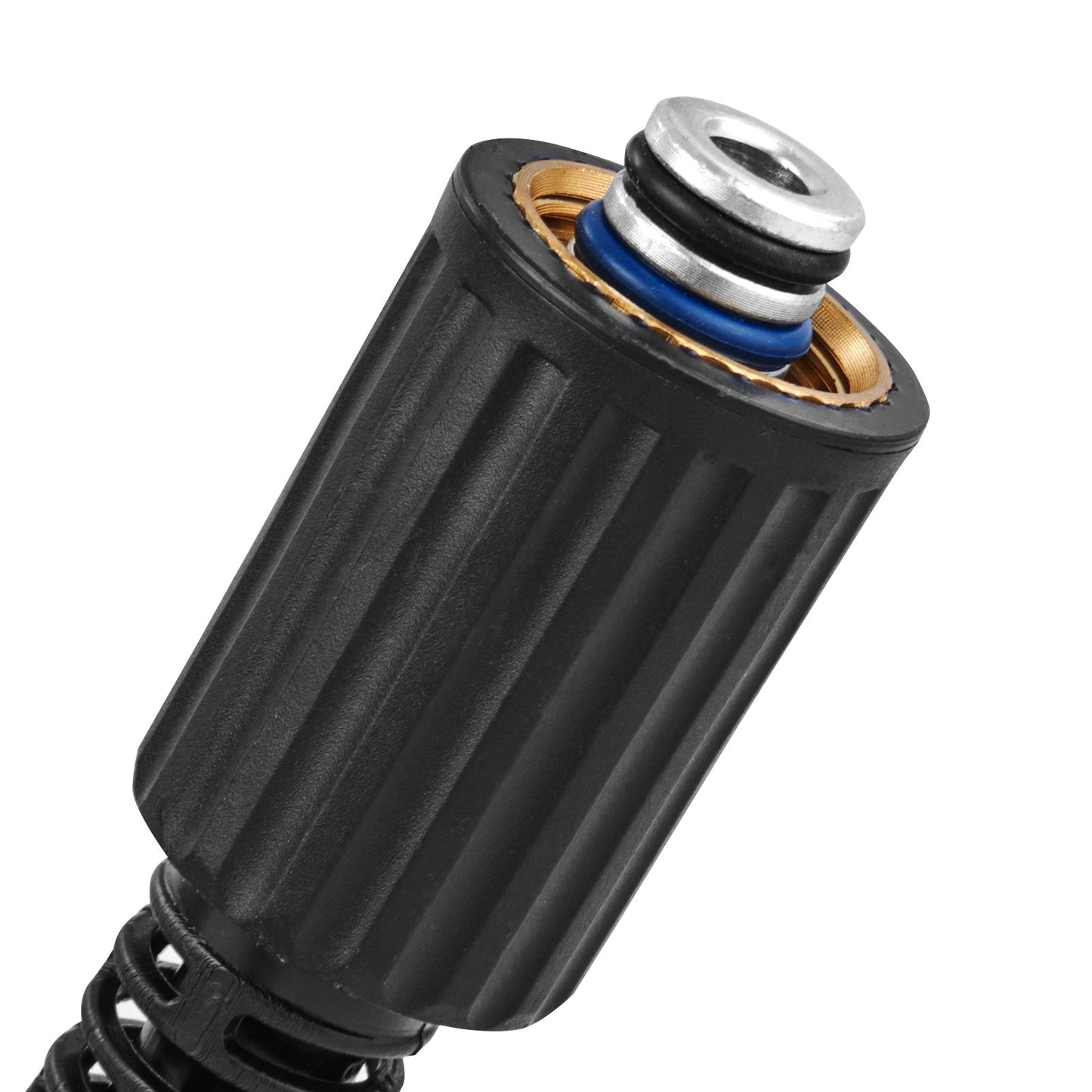 Högtryckstvättslang, 30,5 m, 6,35 mm böjfri M22-14 mm ersättning av mässingsgängor för de flesta märken högtryckstvättar, 19 mm böjningsradie, 4200 PSI Heavy Duty Power Washer-förlängningsslang.