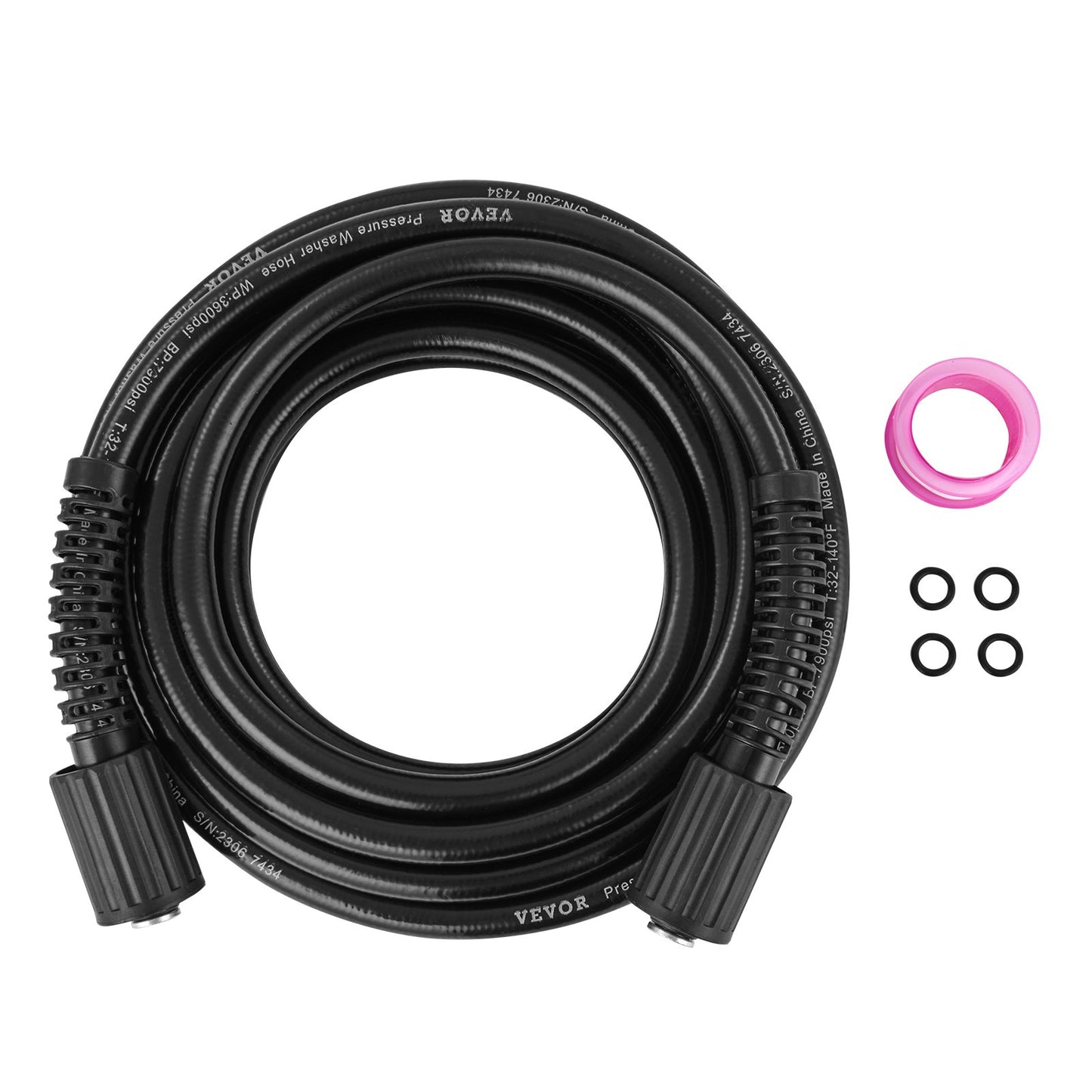 Högtryckstvättslang, 30,5 m, 6,35 mm böjfri M22-14 mm ersättning av mässingsgängor för de flesta märken högtryckstvättar, 19 mm böjningsradie, 4200 PSI Heavy Duty Power Washer-förlängningsslang.
