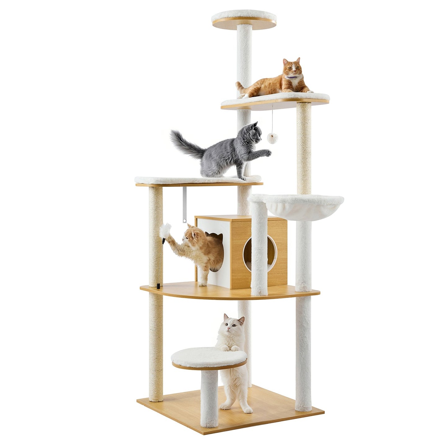 Großer Kratzbaum Hoher Katzenturm Mehrstöckige Wohnung Indoor-Katzenspielhaus