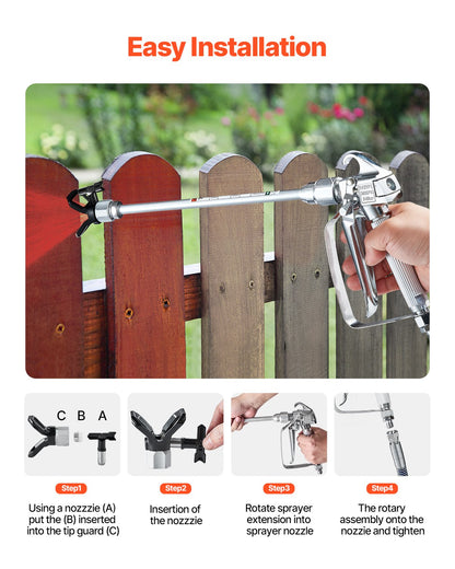 Airless Paint Spray Gun and Hose Kit 3600PSI with Extension Rod Filter