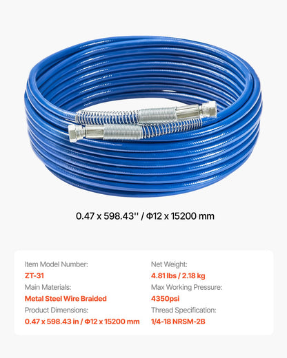 50ft high pressure spray hose 1/4 inch Universal high pressure spray hose