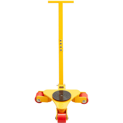 Machinery Skate Dolly, 6614 LBS/3T Industrial Machinery Mover med handtag, kolstålmaskiner Flyttskridsko med 3 360° svängbara PU-hjul, 360° roterande halkskydd för lager, verkstad