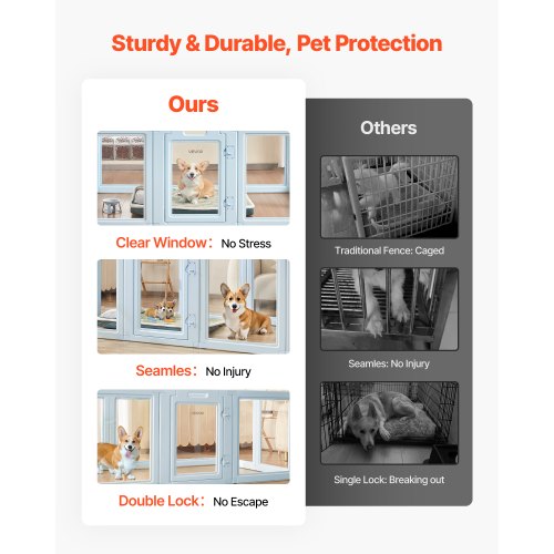 Valpbur med fönster, transparent för stora hundar, 190x122x76 cm |  EU