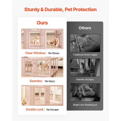 Welpenkäfig mit Fenster, transparent für extra große Hunde, 152x132x63 cm | EU