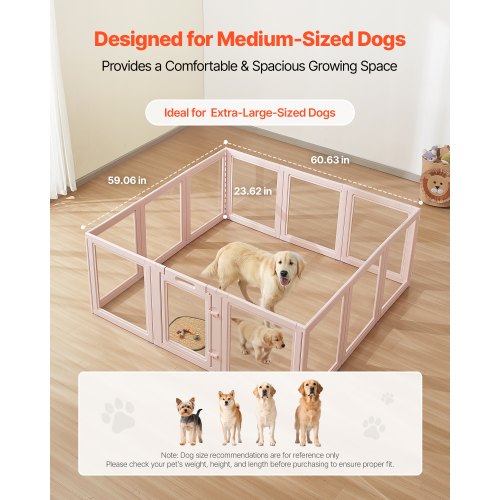 Welpenkäfig mit Fenster, transparent für extra große Hunde, 152x132x63 cm | EU