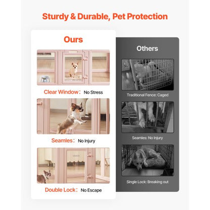 Valpbur med fönster, transparent för medelstora hundar, 152x94x59 cm |  EU