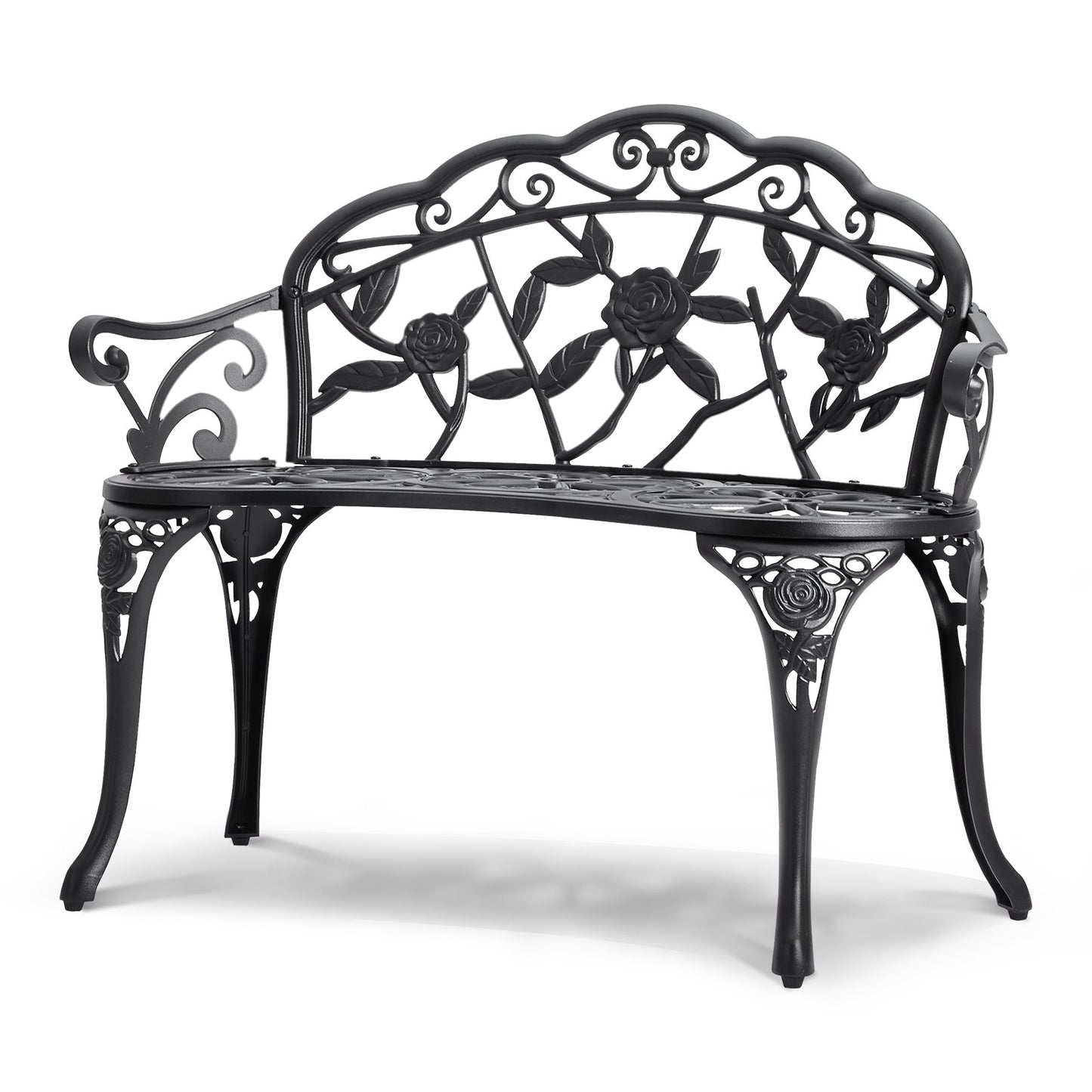 Outdoor Bench, 38.8 Inch Metal Garden Bench for Outdoor Use, 480 lbs Load Capacity Bench, Outdoor Garden Bench with Backrest and Armrest, Patio Bench for Garden, Park, Yard, Porch