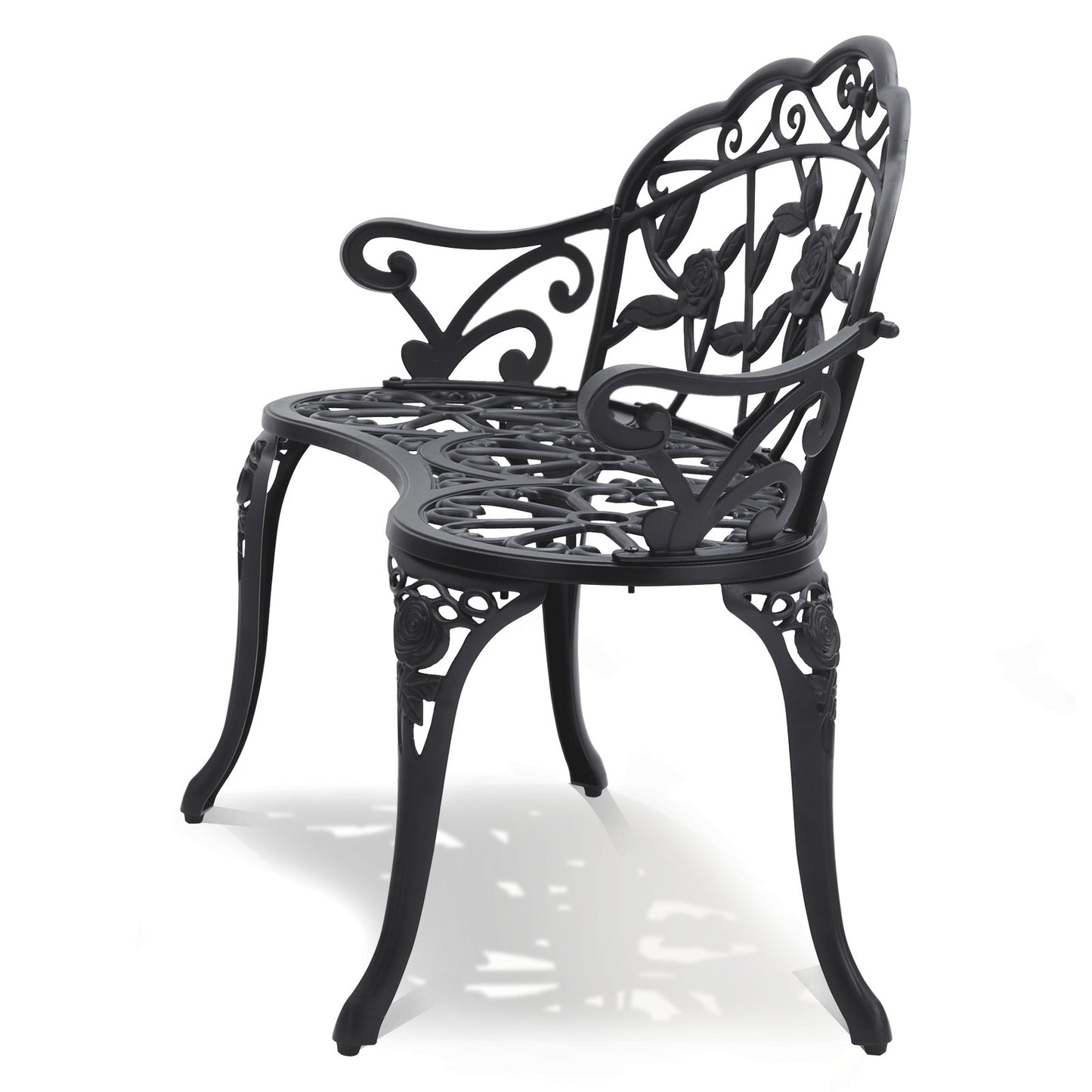 Outdoor Bench, 38.8 Inch Metal Garden Bench for Outdoor Use, 480 lbs Load Capacity Bench, Outdoor Garden Bench with Backrest and Armrest, Patio Bench for Garden, Park, Yard, Porch