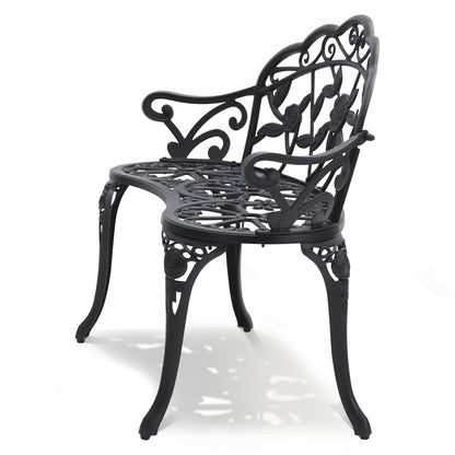 Outdoor Bench, 38.8 Inch Metal Garden Bench for Outdoor Use, 480 lbs Load Capacity Bench, Outdoor Garden Bench with Backrest and Armrest, Patio Bench for Garden, Park, Yard, Porch