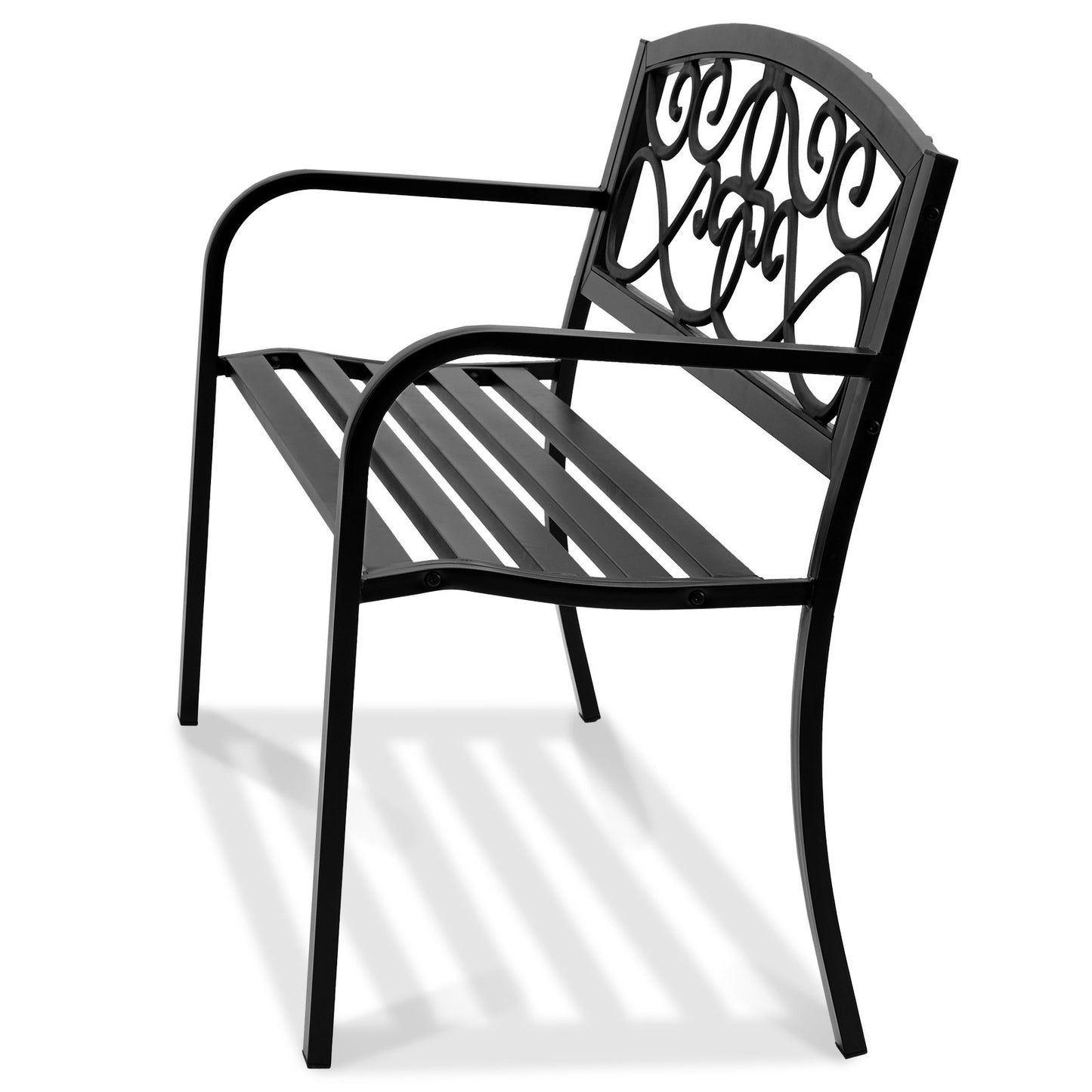 Outdoor Bench, 50 Inch Metal Garden Bench for Outdoor Use, 550 lbs Load Capacity Bench, Outdoor Garden Bench with Backrest and Armrest, Patio Bench for Garden, Park, Yard, Porch