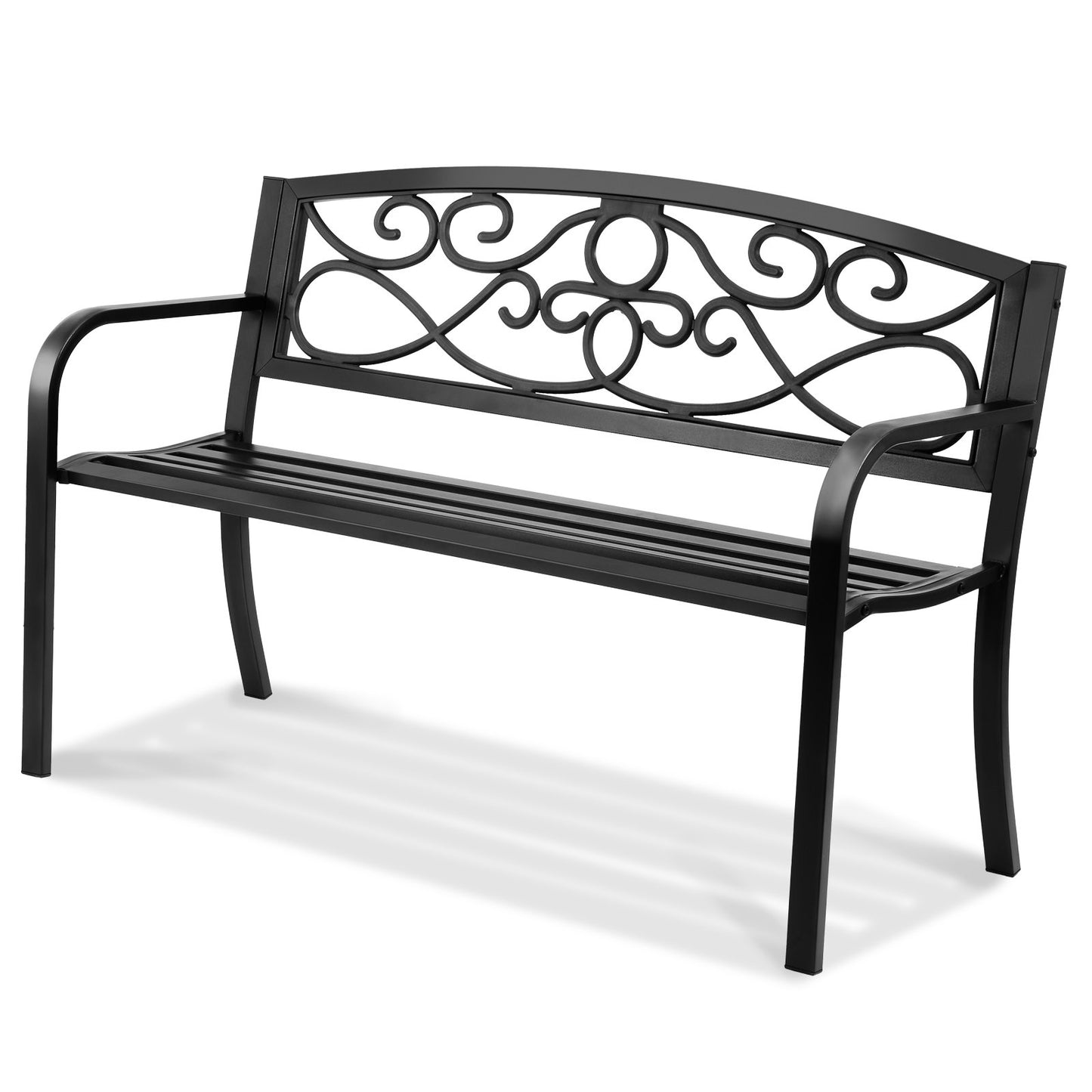 Outdoor Bench, 50 Inch Metal Garden Bench for Outdoor Use, 550 lbs Load Capacity Bench, Outdoor Garden Bench with Backrest and Armrest, Patio Bench for Garden, Park, Yard, Porch