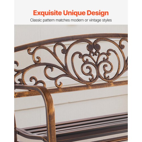 Outdoor Bench Terrace Bench Glider 127 cm Metal Frame Cast Iron Backrest | EU