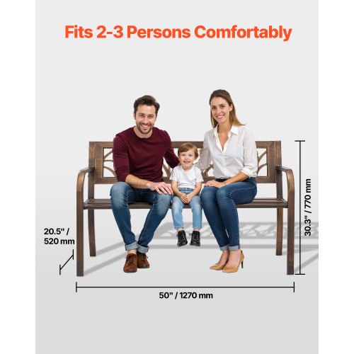 Outdoor Bench Terrace Bench 127 cm Metal Frame PVC Floral Backrest for Veranda | EU