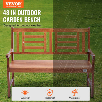 Outdoor Bench 48 in Wood Garden Bench 700 lbs Park Patio Yard Porch Bench