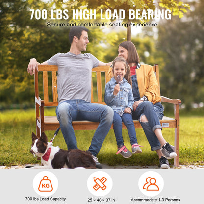 Outdoor Bench 48 in Wood Garden Bench 700 lbs Park Patio Yard Porch Bench