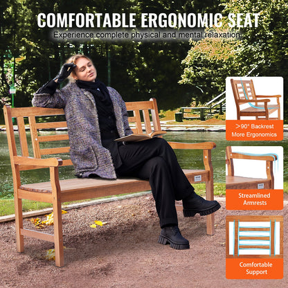 Outdoor Bench 48 in Wood Garden Bench 700 lbs Park Patio Yard Porch Bench