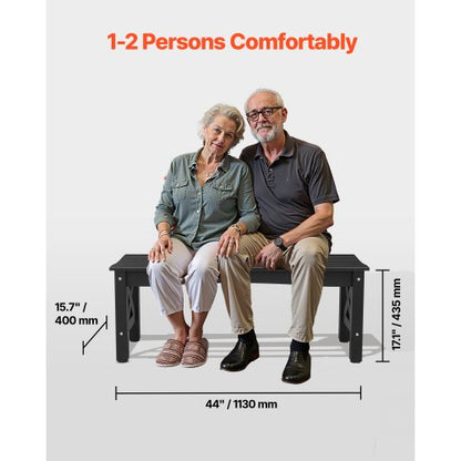 Outdoor bench Terrace bench 113 cm Weatherproof plastic frame 272 kg Black | EU