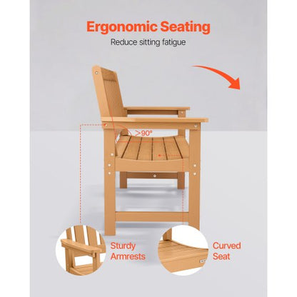 Outdoor Bench Terrace Bench 128 cm Weatherproof Plastic Natural Wood Color | EU