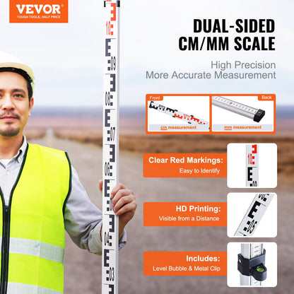 Mätstång 3M Metrisk Teleskopisk Grad Stång CM/MM med Bubble Level & Bag