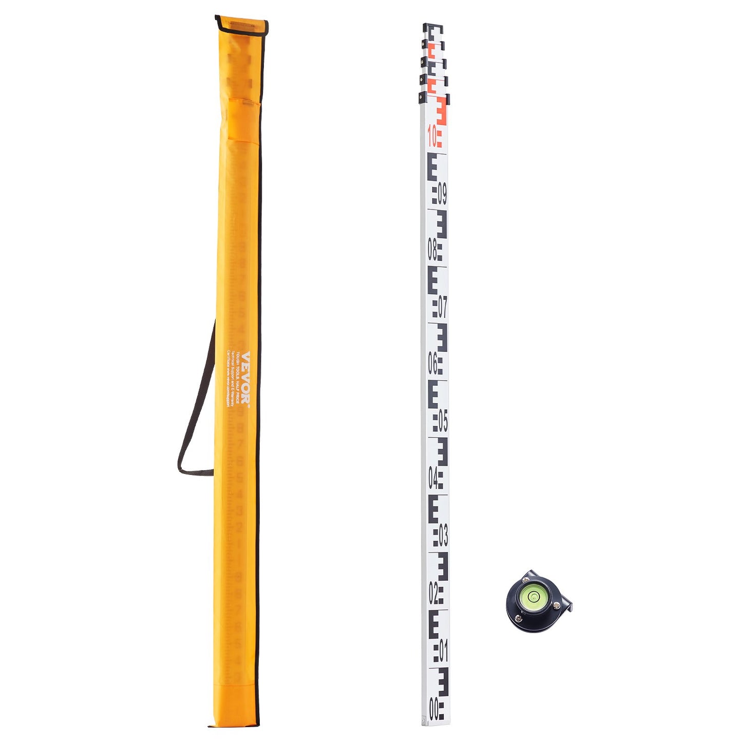Messstab, 5 m, metrisch, Teleskop-Gradstange, CM/MM, mit Wasserwaage und Tasche