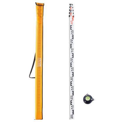 Messstab, 5 m, metrisch, Teleskop-Gradstange, CM/MM, mit Wasserwaage und Tasche