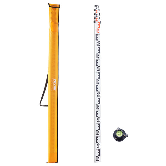 Messstab, 5 m, metrisch, Teleskop-Gradstange, CM/MM, mit Wasserwaage und Tasche