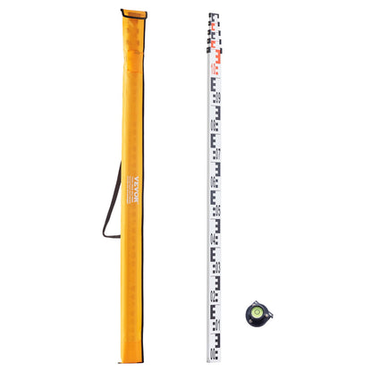 Messstab, 5 m, metrisch, Teleskop-Gradstange, CM/MM, mit Wasserwaage und Tasche