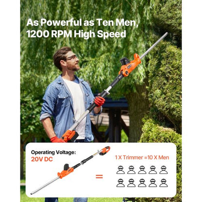 Retractable Cordless Electric Hedge Trimmer 20V 1200RMP with 20 inch Blade | EU