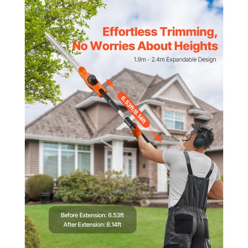 Retractable Cordless Electric Hedge Trimmer 20V 1200RMP with 20 inch Blade | EU