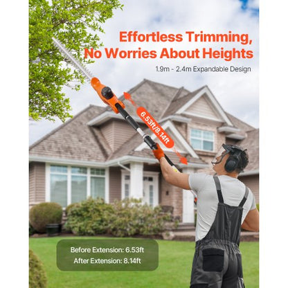 Retractable Cordless Electric Hedge Trimmer 20V 1200RMP with 20 inch Blade | EU