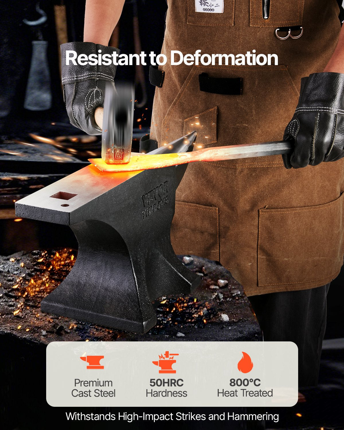 Single Horn Städ 110lbs Gjutstål Städ Runt Horn Städ för smeder