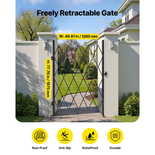Single folding safety gate lockable scissor gate 122 x 190 cm (WxH) | EU